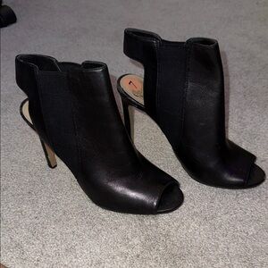 Vince Camuto Black Peep-Toe Heeled Boots